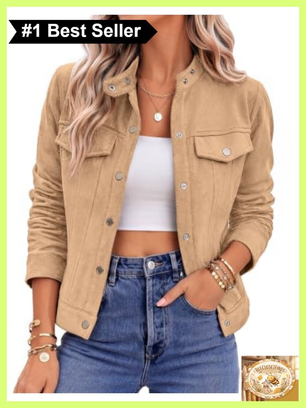 Faux Suede Cropped Jacket Women Snap Button Casual Fall Shacket